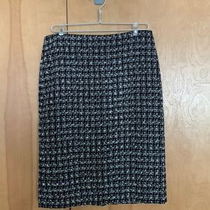 Talbots black & white classic tweed pencil skirt